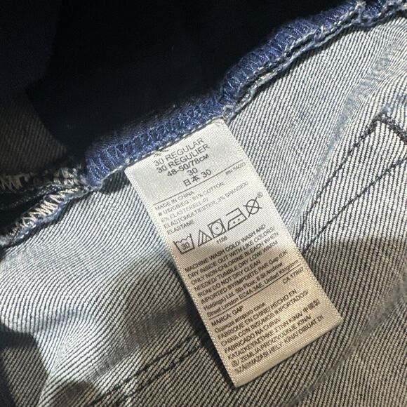 Gap‎ 1969 True Skinny Jeans 30R Super High Rise Dark Wash Blue Distressed - Picture 8 of 9